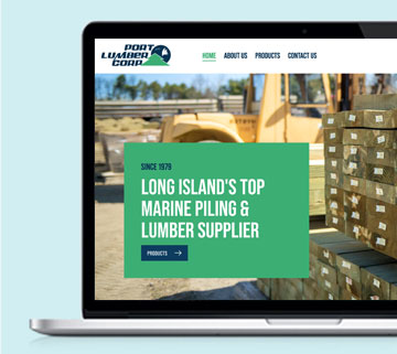 Port Lumber marine piling and lumber supplier website designed by Lighthaus Design